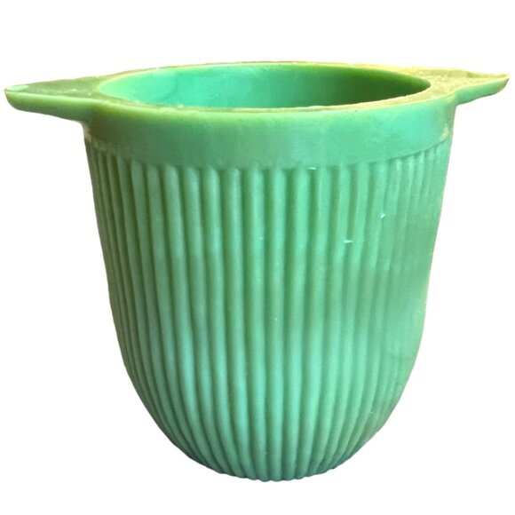 Vtg Fire-King Jadeite Ribbed Sugar Bowl Green Milk Glass Double Handled READ - Picture 2 of 15
